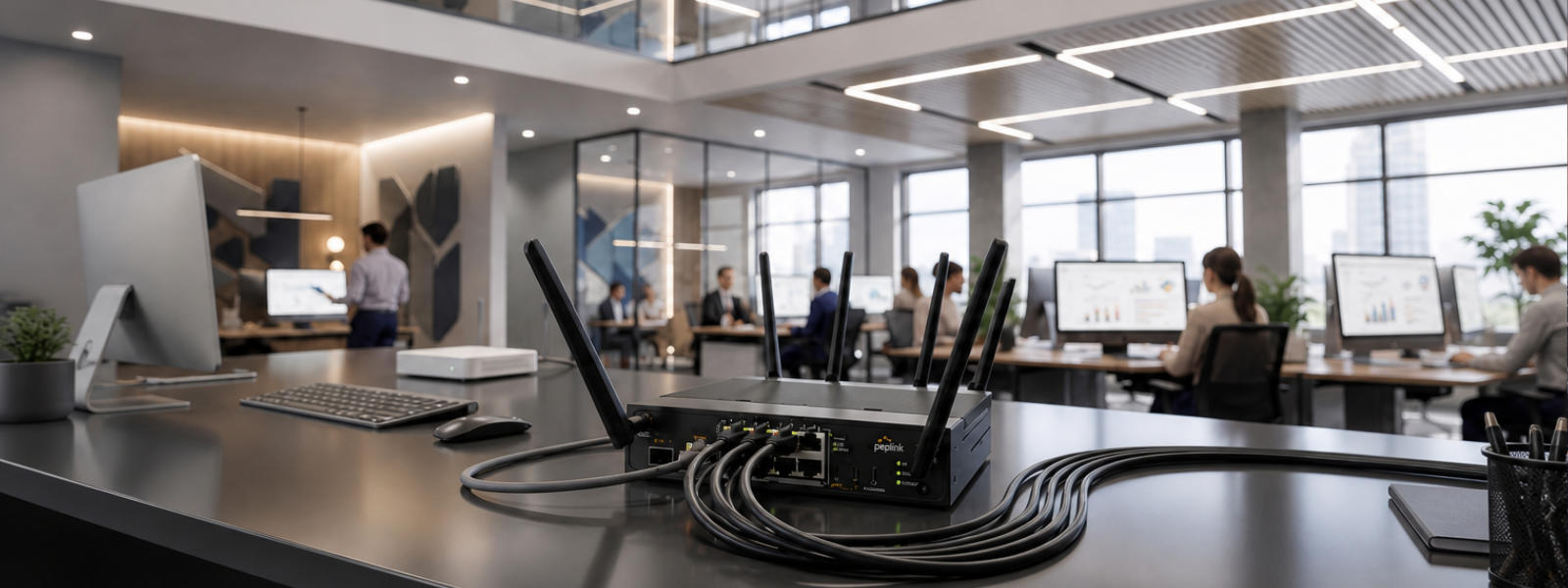 Router Peplink en una oficina corporativa